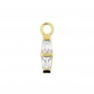 Gold Click Ring Charm - Zirconia Double Trapezoid